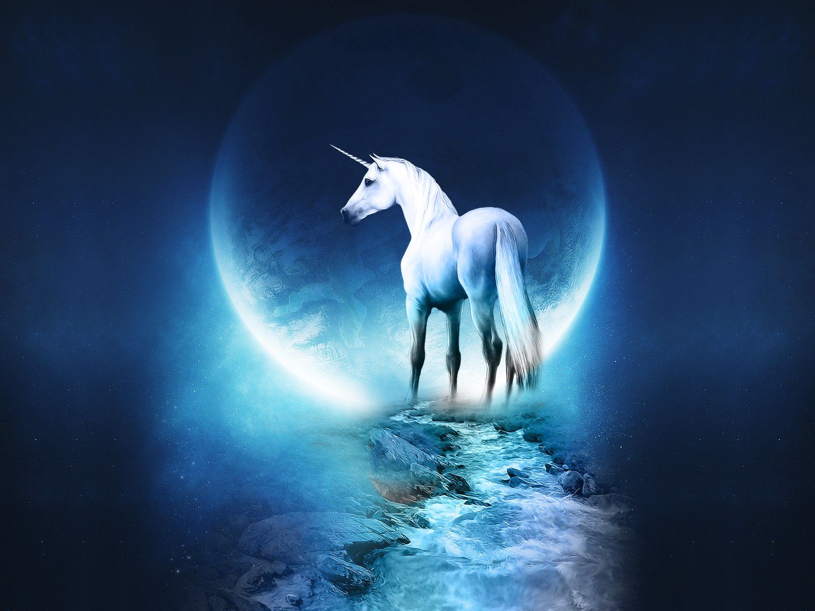 unicornio planeta azul