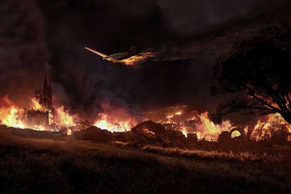 Llamas en la noche. Propagación del fuego