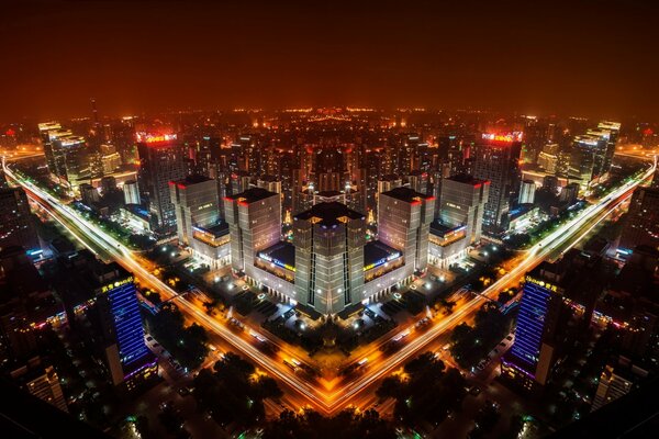 Ciudad nocturna de Pekín, capital de China