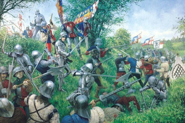 Batalla de arte en la colina en verano
