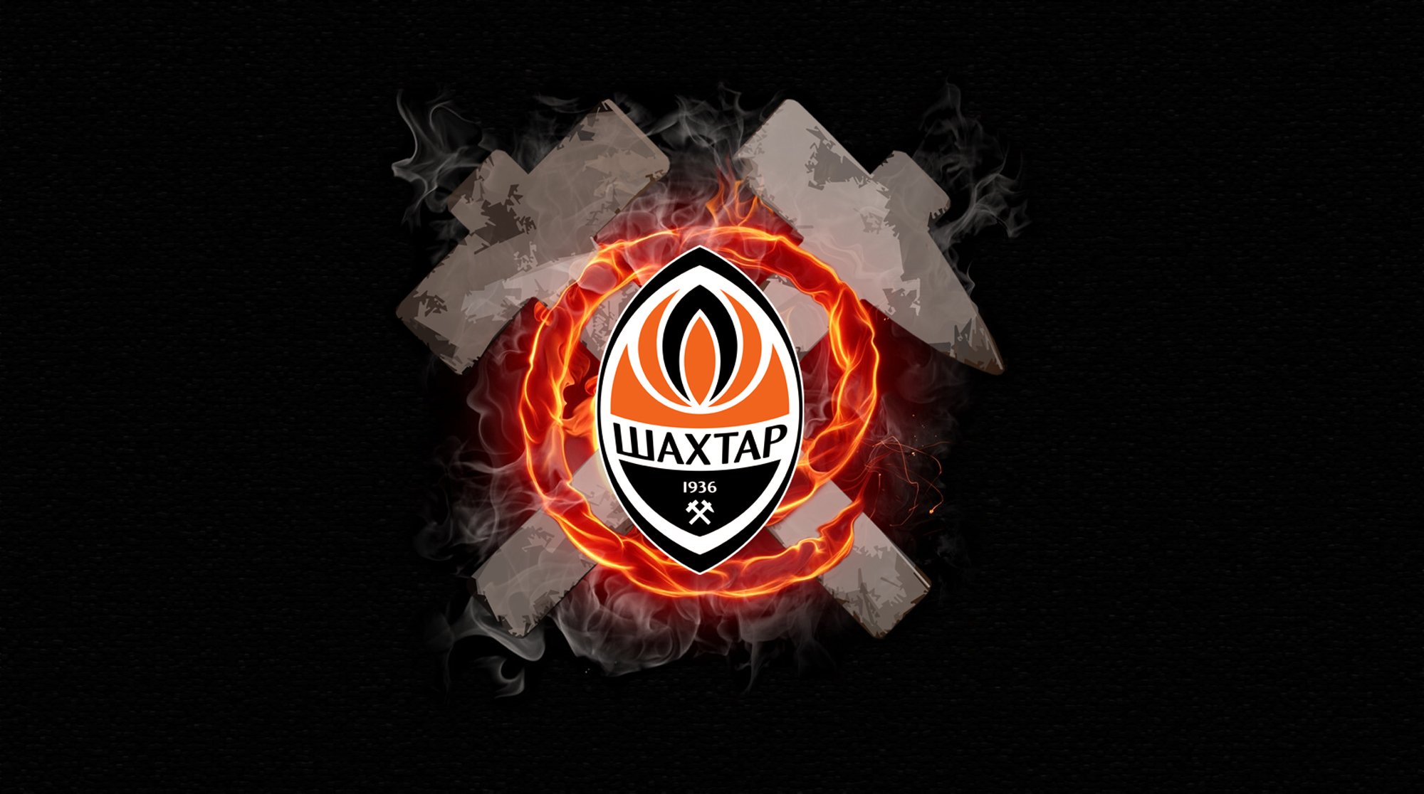 fc fútbol minero logotipo martillos fondo deporte fuego humo