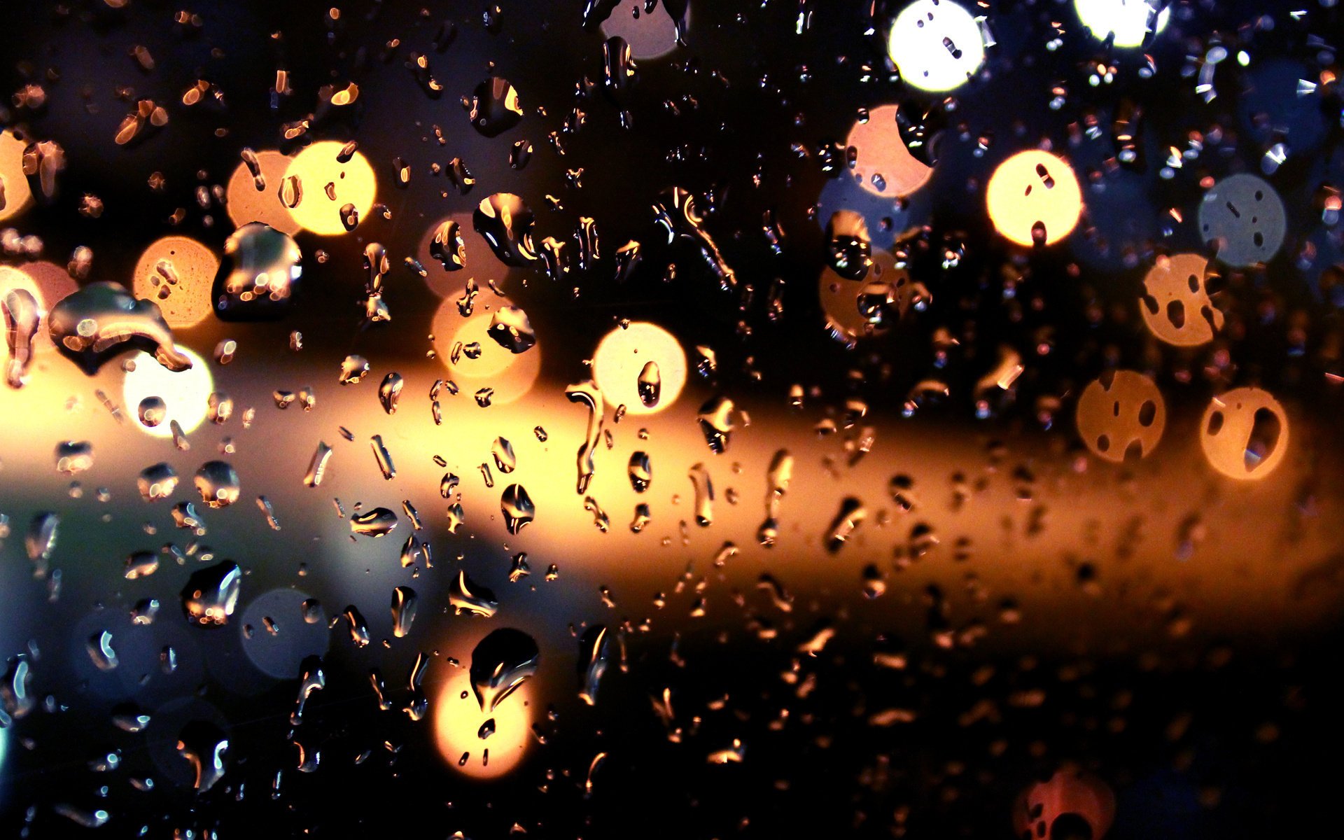 vidrio noche bokeh lluvia gotas luces