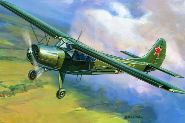 Avión verde con estrella militar