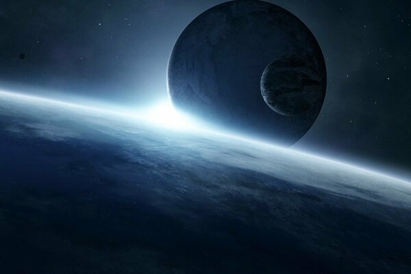 Espacio exterior con planetas