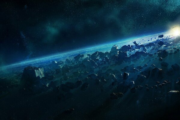 Un cometa corriendo en el espacio exterior