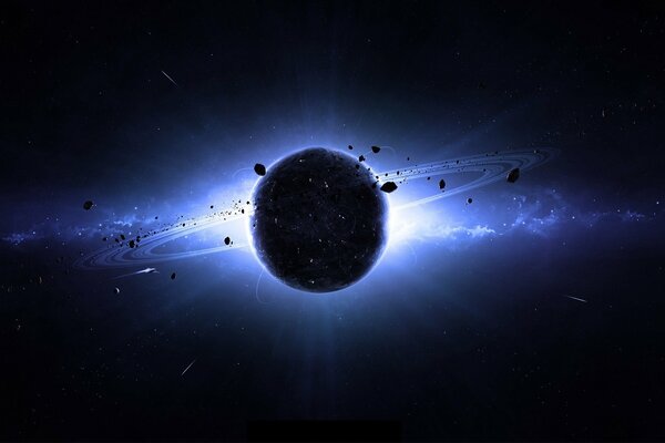 Galaxia resplandor planeta asteroides