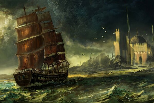 Mar furioso y velero