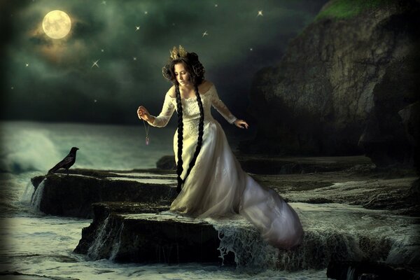 La chica del agua en la Luna
