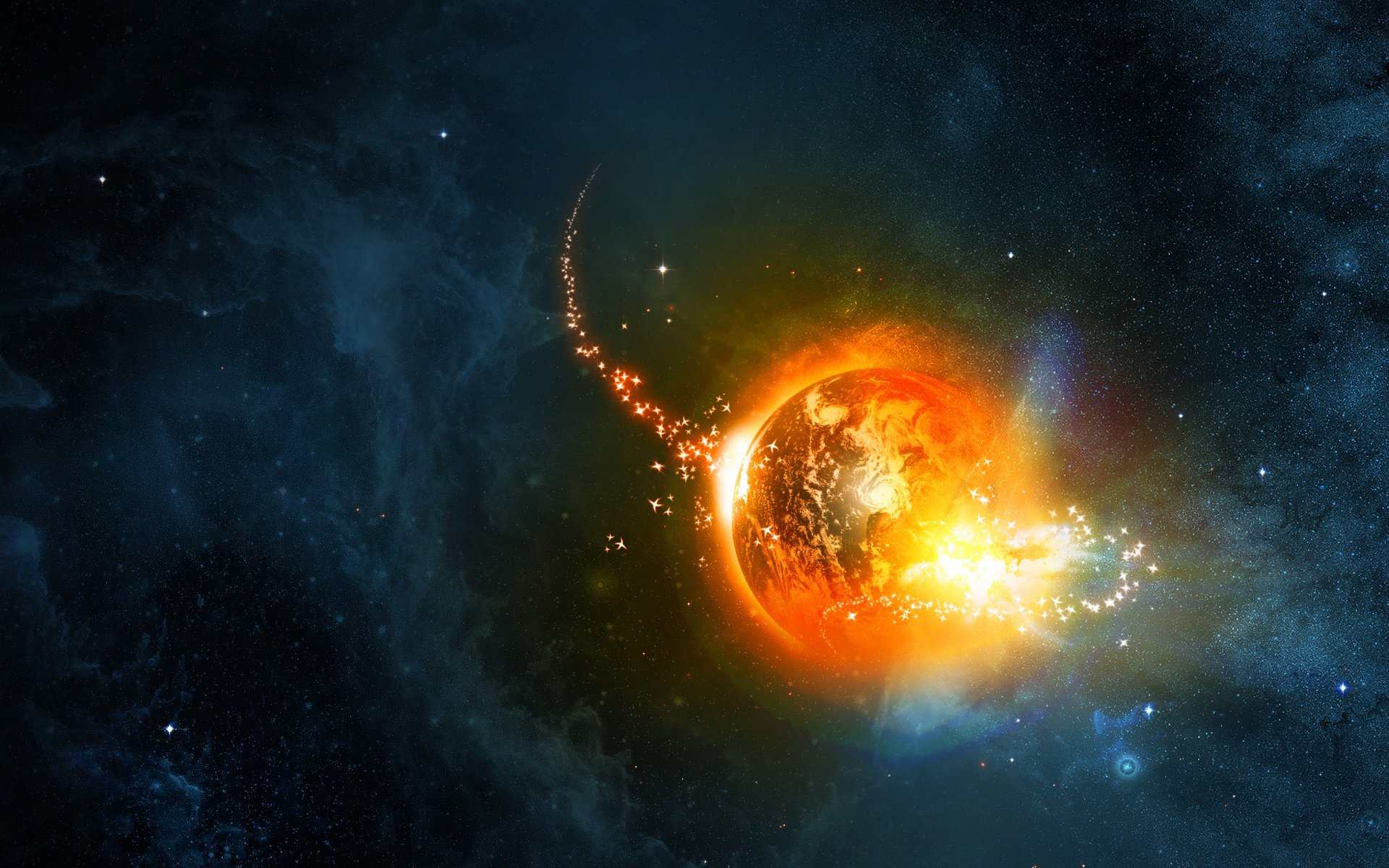 planeta tierra anomalía estrellas nebulosa