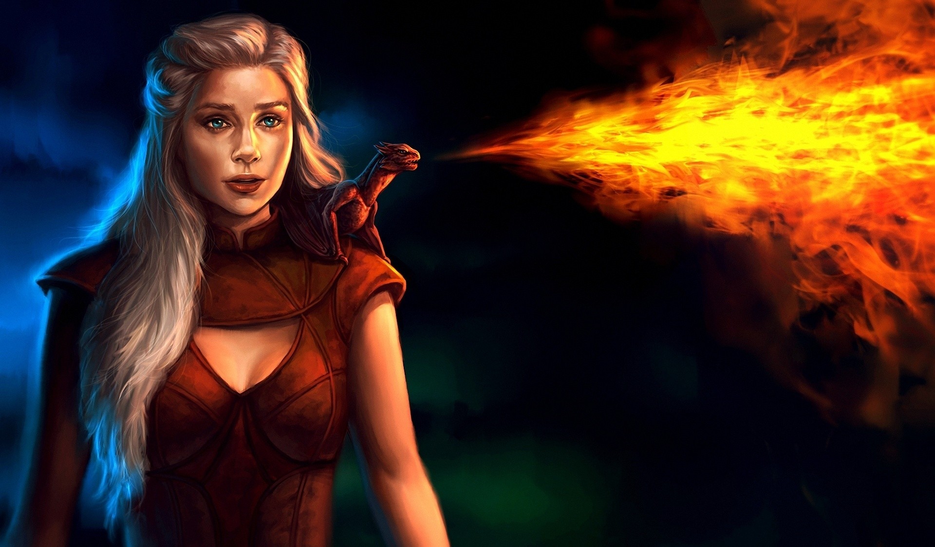 fuego dragón arte chica juego de tronos