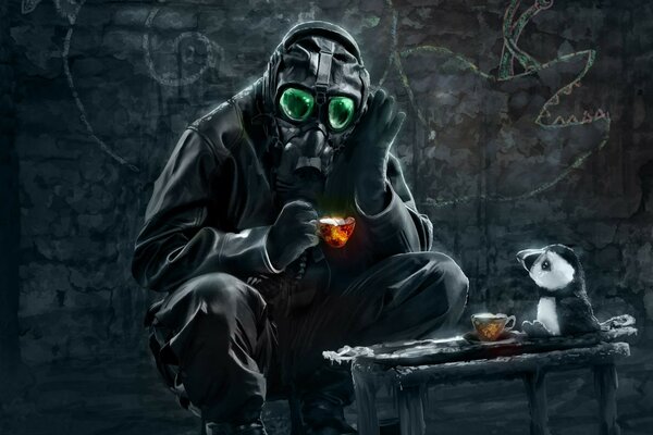 Cómics de arte en un casco sobre un fondo negro