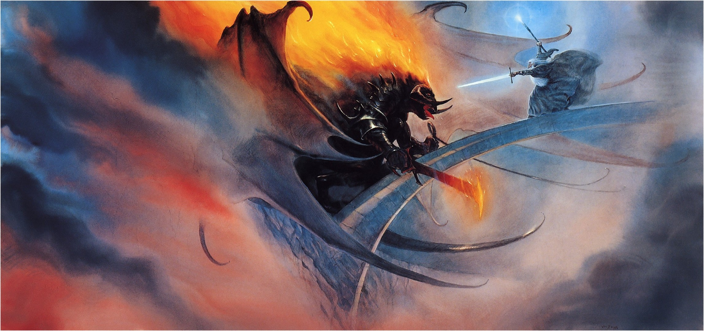 el señor de los anillos gandalf puente batalla fantasía magia