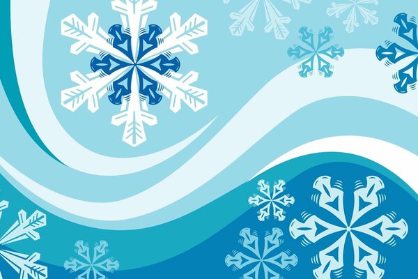 Líneas de nieve y copos de nieve que giran