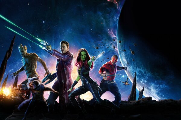 Guardianes de la galaxia listos para la batalla 