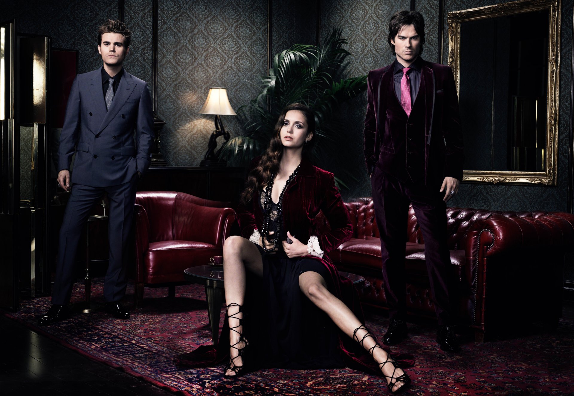the vampire diaries nina dobrev elena gilbert paul wesley stefan salvatore ian somerhalder ian somerhalder damon salvatore
