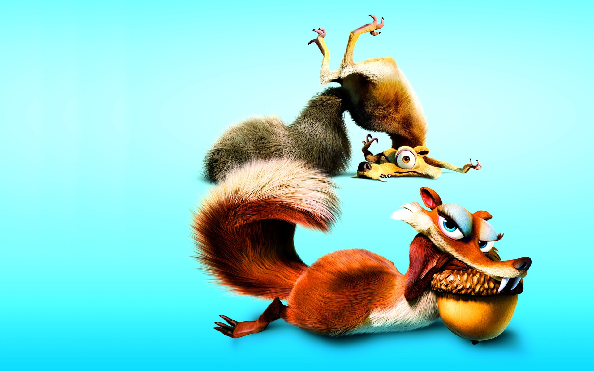 edad de hielo ardilla scrat fondo azul nogal
