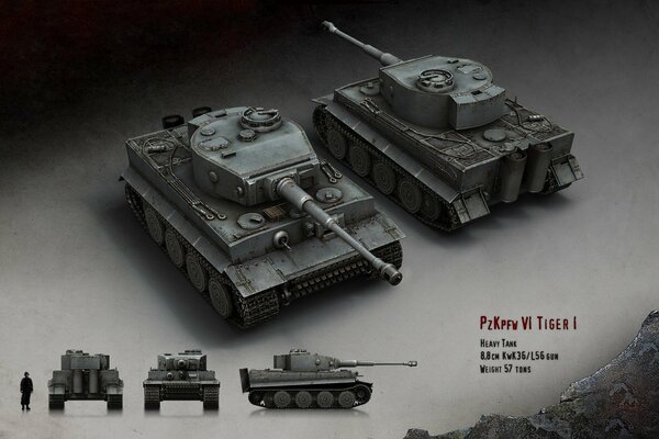 Diferentes posiciones del tanque Tiger
