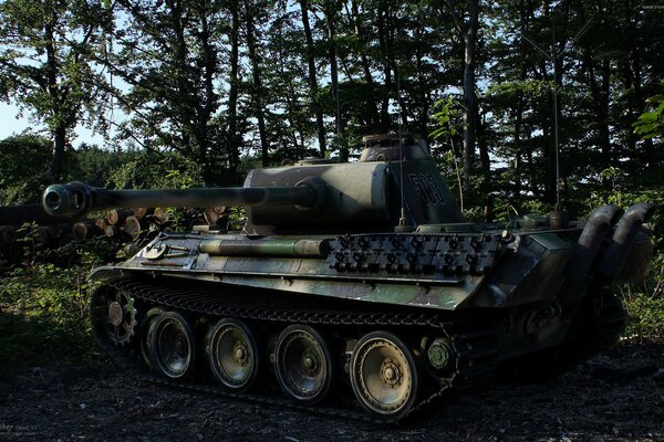 Tanque en el fondo de la tarde