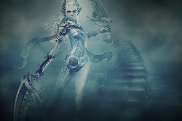 La elfa de los MMORPG tera online con dos espadas