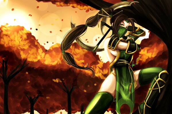Una chica con un arma del juego League of Legends
