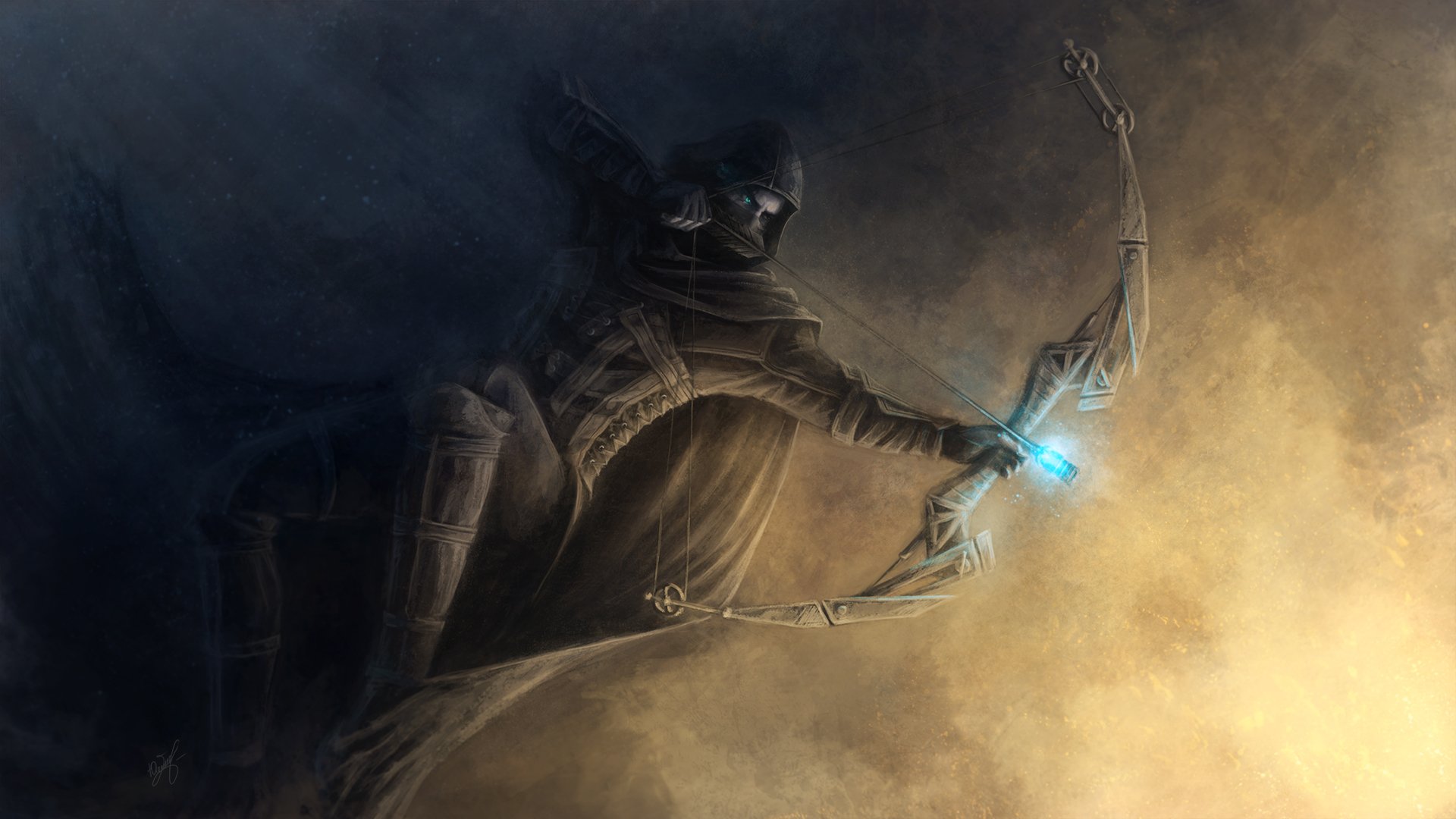 arte ladrón 4 garrett hombre arco arma capa fondo