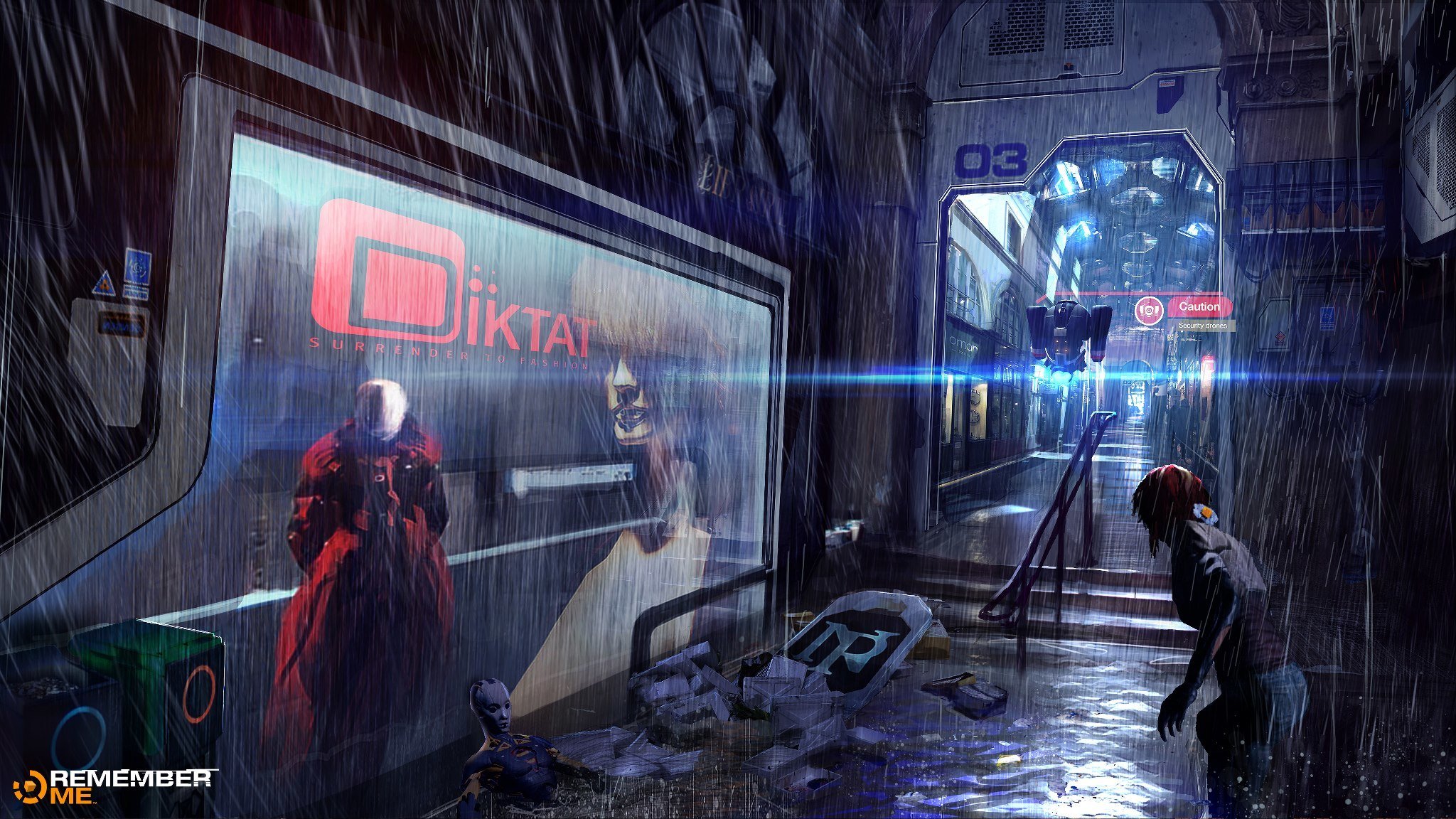 recuérdame capcom corriente nilin cyberpunk callejón robot arte neo-parís