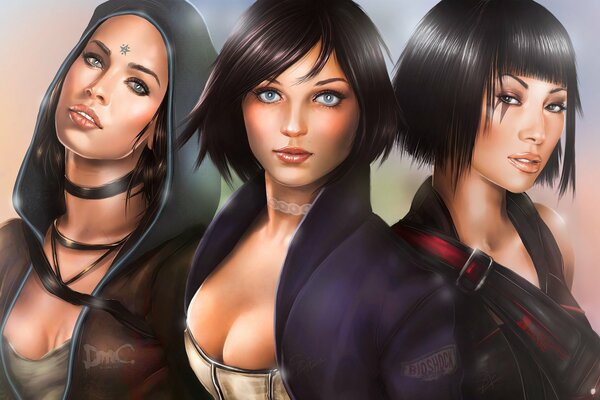 Tres chicas lindas dibujadas