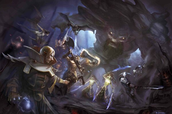 Poderosa batalla con monstruos y demonios