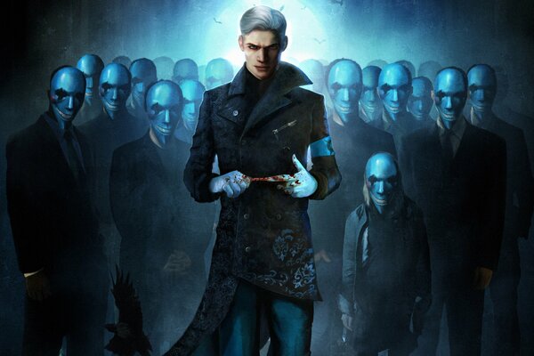 Devil may cry 5 arte misterioso. Virgil en el fondo de los hombres enmascarados