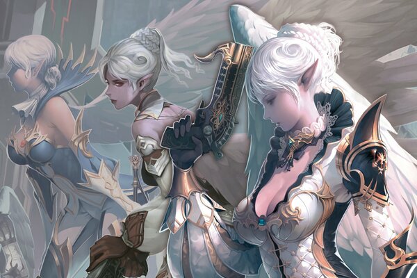 Lineage camael con alas y armas