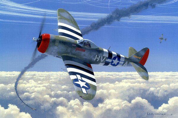 Avión de combate aéreo p 47 arte