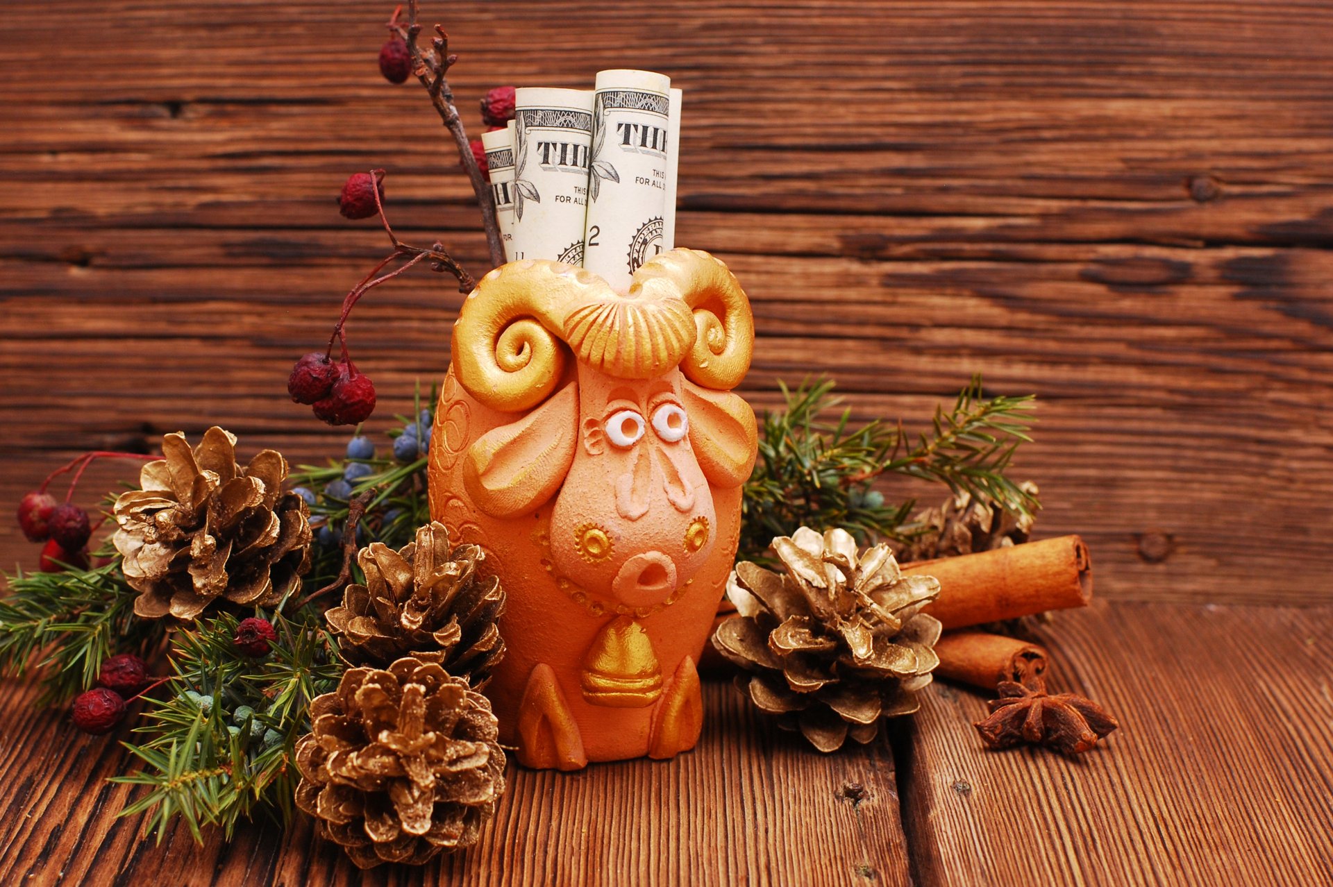 ovejas año nuevo 2015 decoración dólar dinero