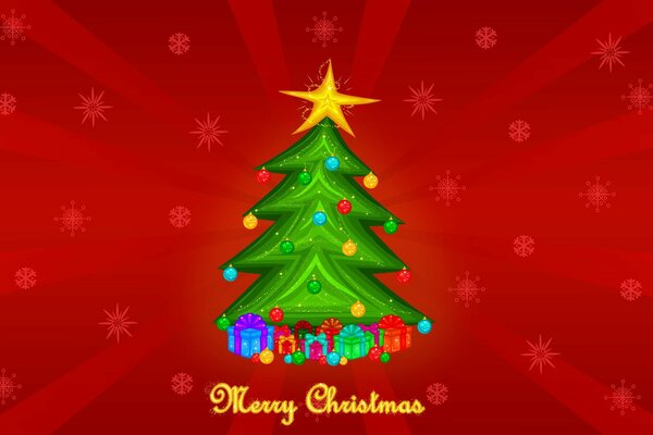 Tarjeta de felicitación del árbol de Navidad
