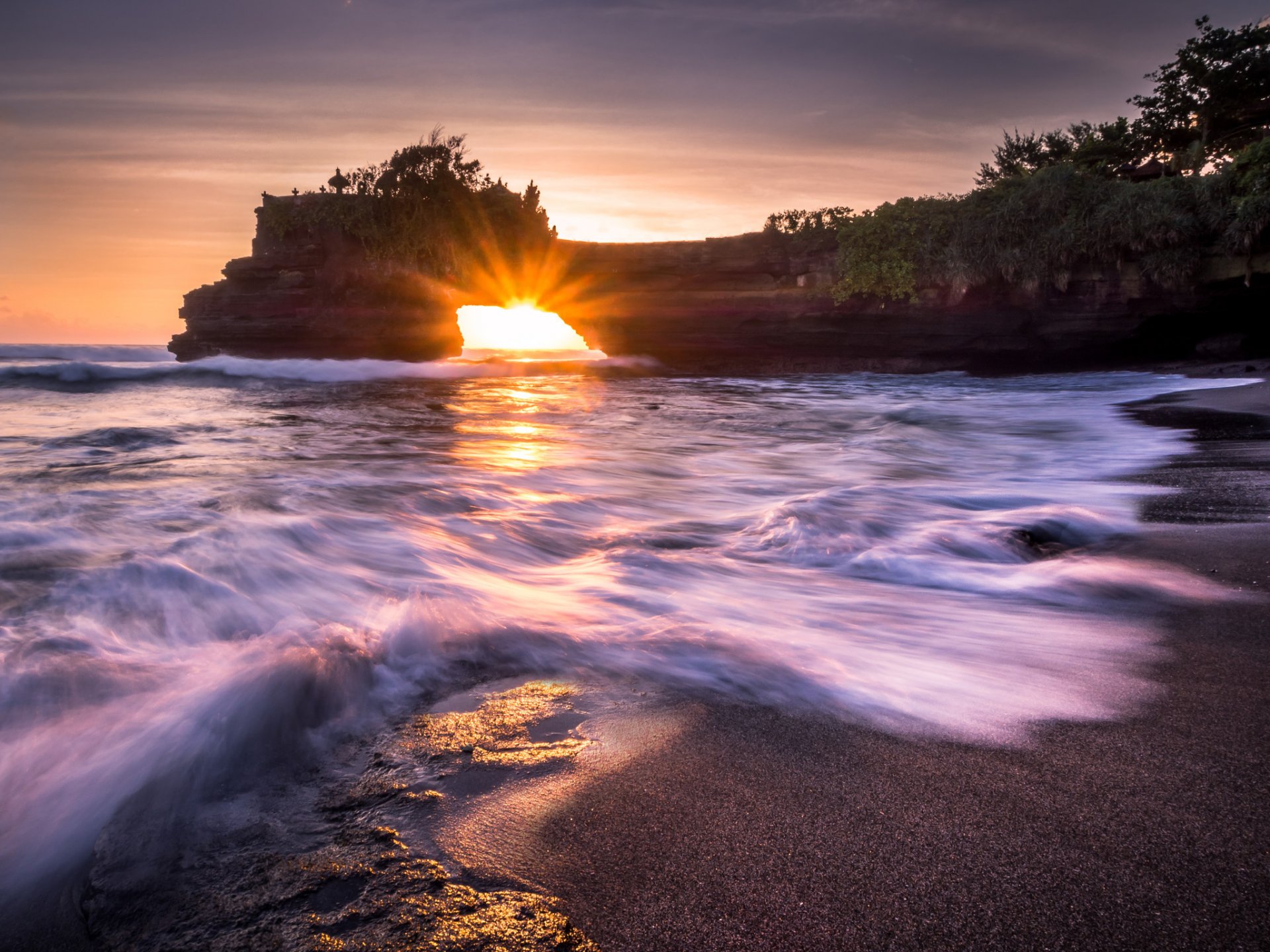 naturaleza mar roca arco playa amanecer
