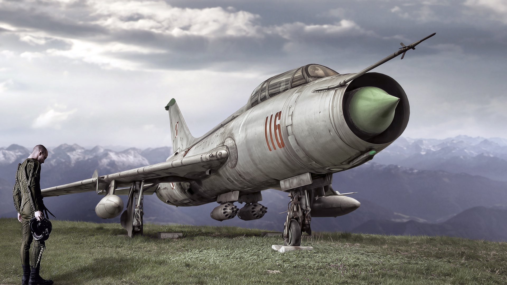 su-7 avión hombre creativo