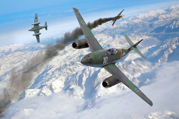Aviones de combate en combate aéreo