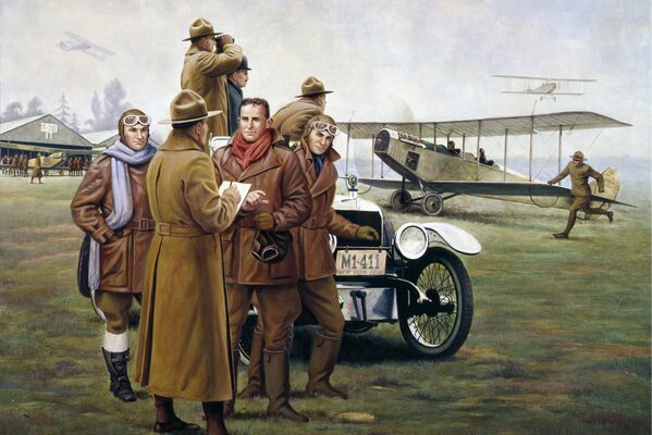 Aeródromo de nueva York en 1916. Personas
