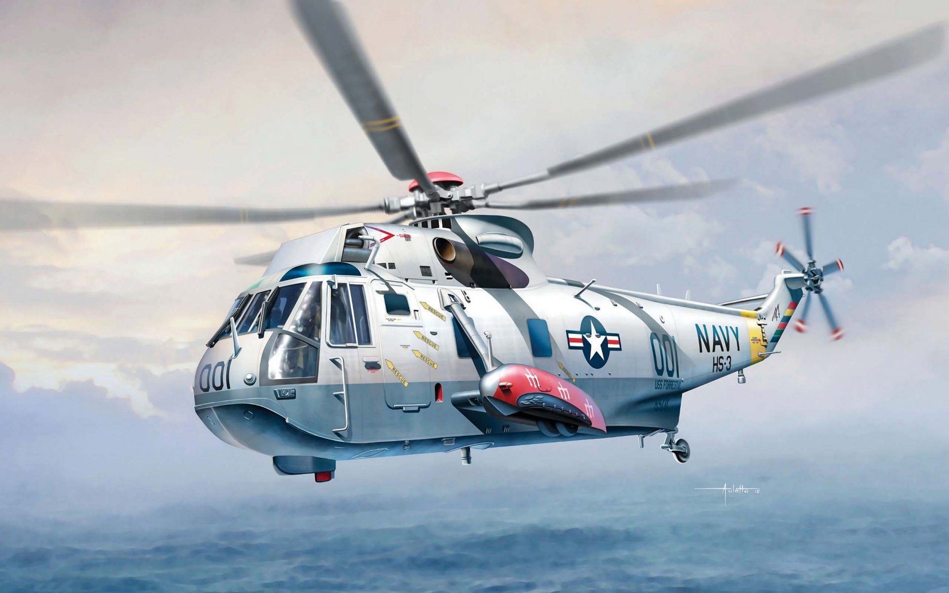 helicóptero sikorsky s-61-sh-3 mar rey antisubmarino transporte marina estados unidos