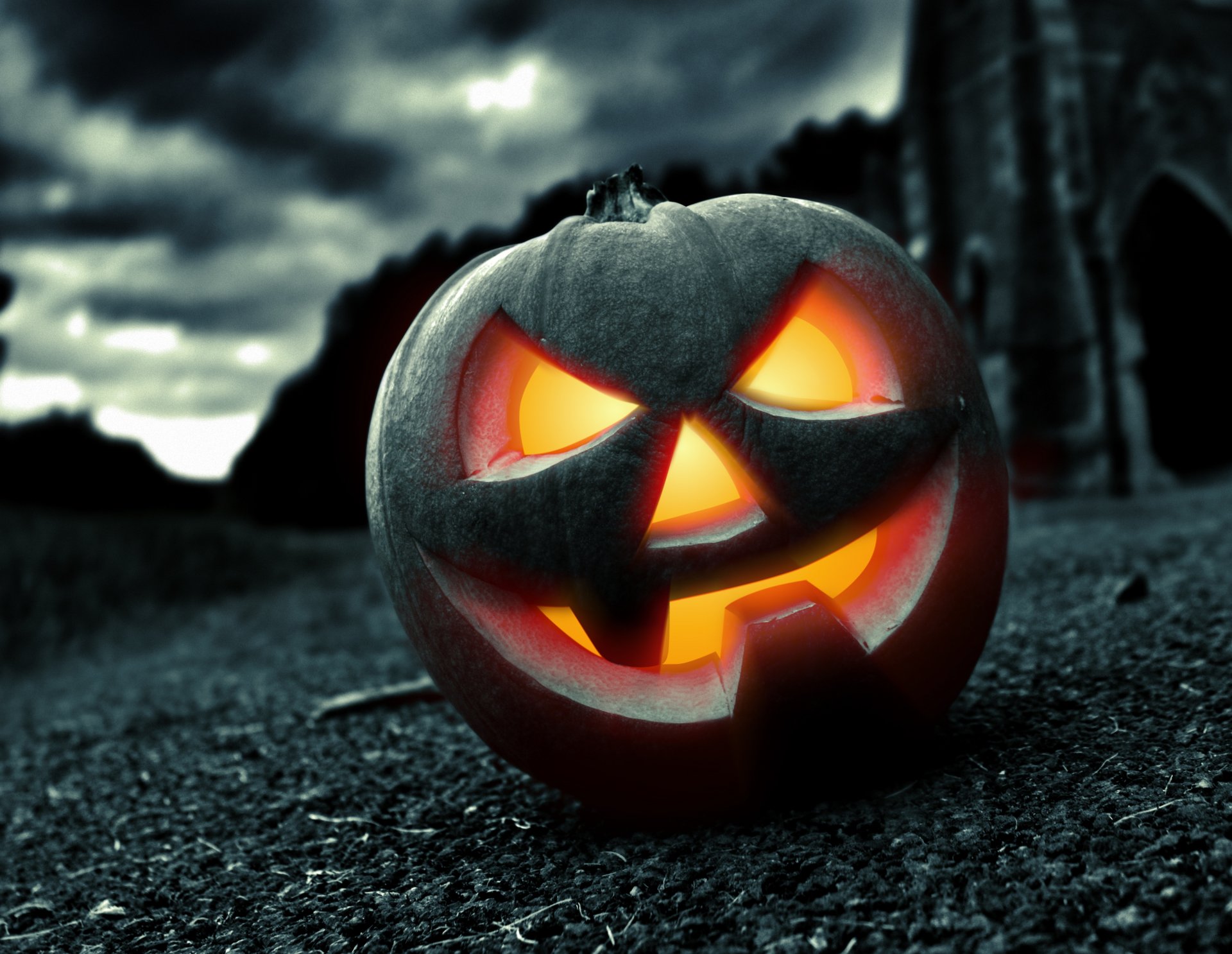 halloween calabaza cara vacaciones horror noche miedo
