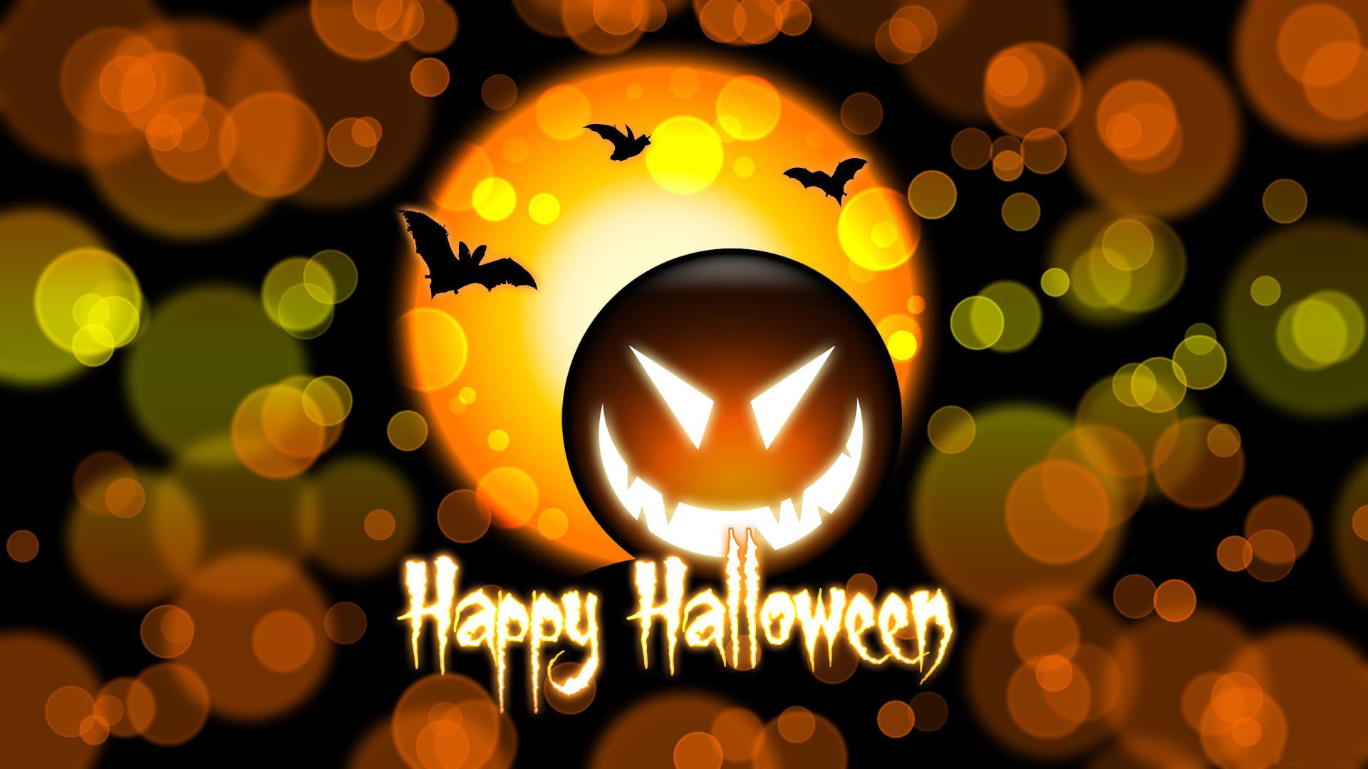 halloween calabaza murciélagos círculos letras feliz halloween