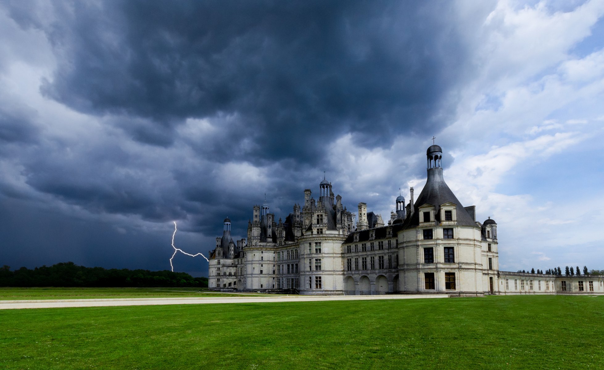 francia castillo de chambord castillo de chambord castillo cielo nubes tormenta relámpago