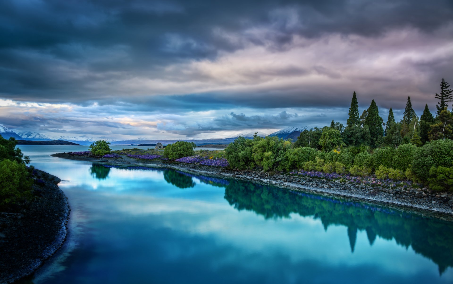 tekapo nueva zelanda naturaleza lago cielo nubes paisaje