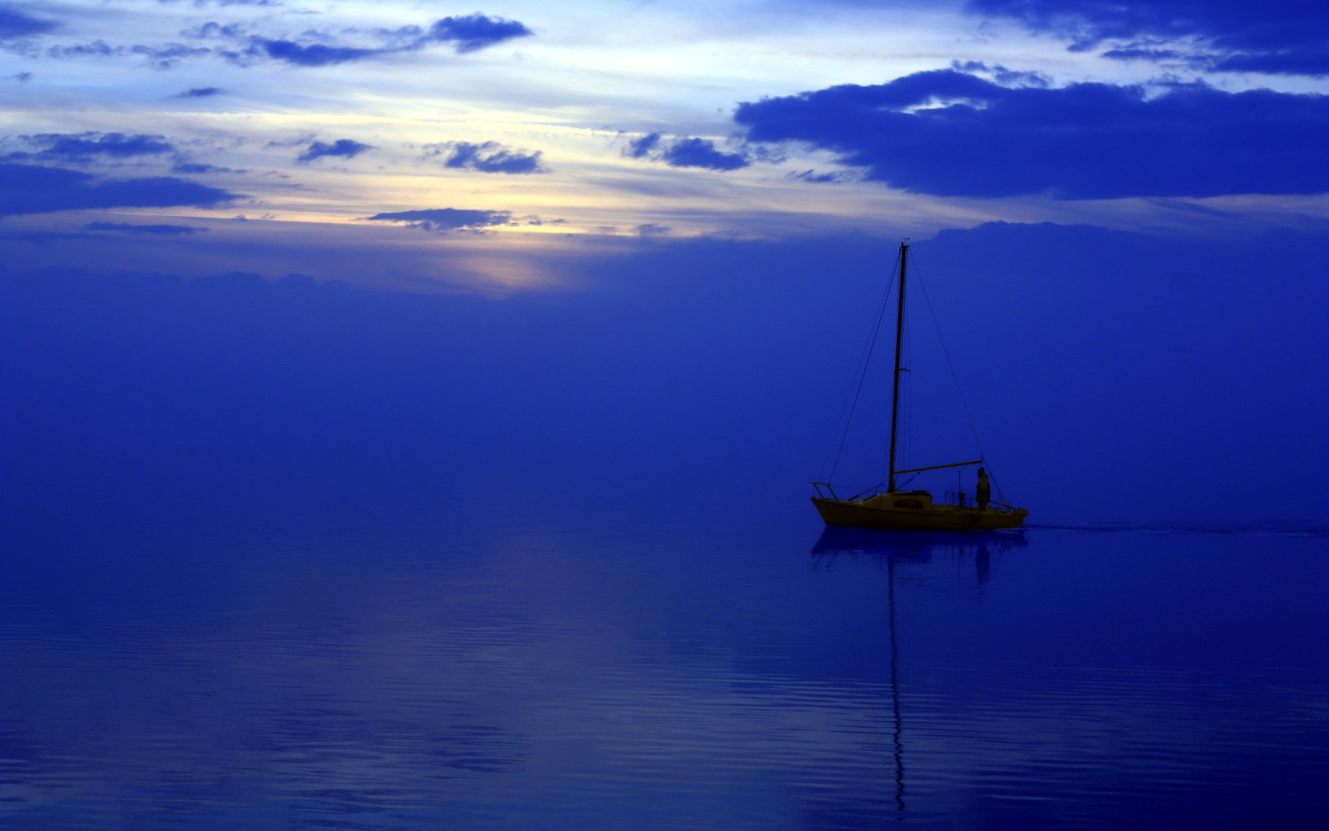 noche mar barco paisaje