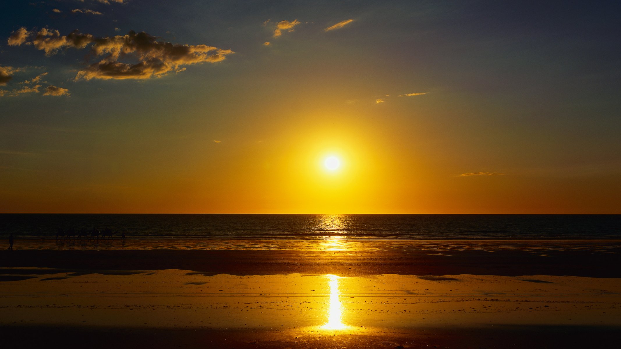 mar océano playa arena verano puesta de sol sol camellos caravana naturaleza paisaje