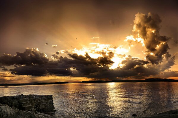 Puesta de sol inolvidable, vista panorámica