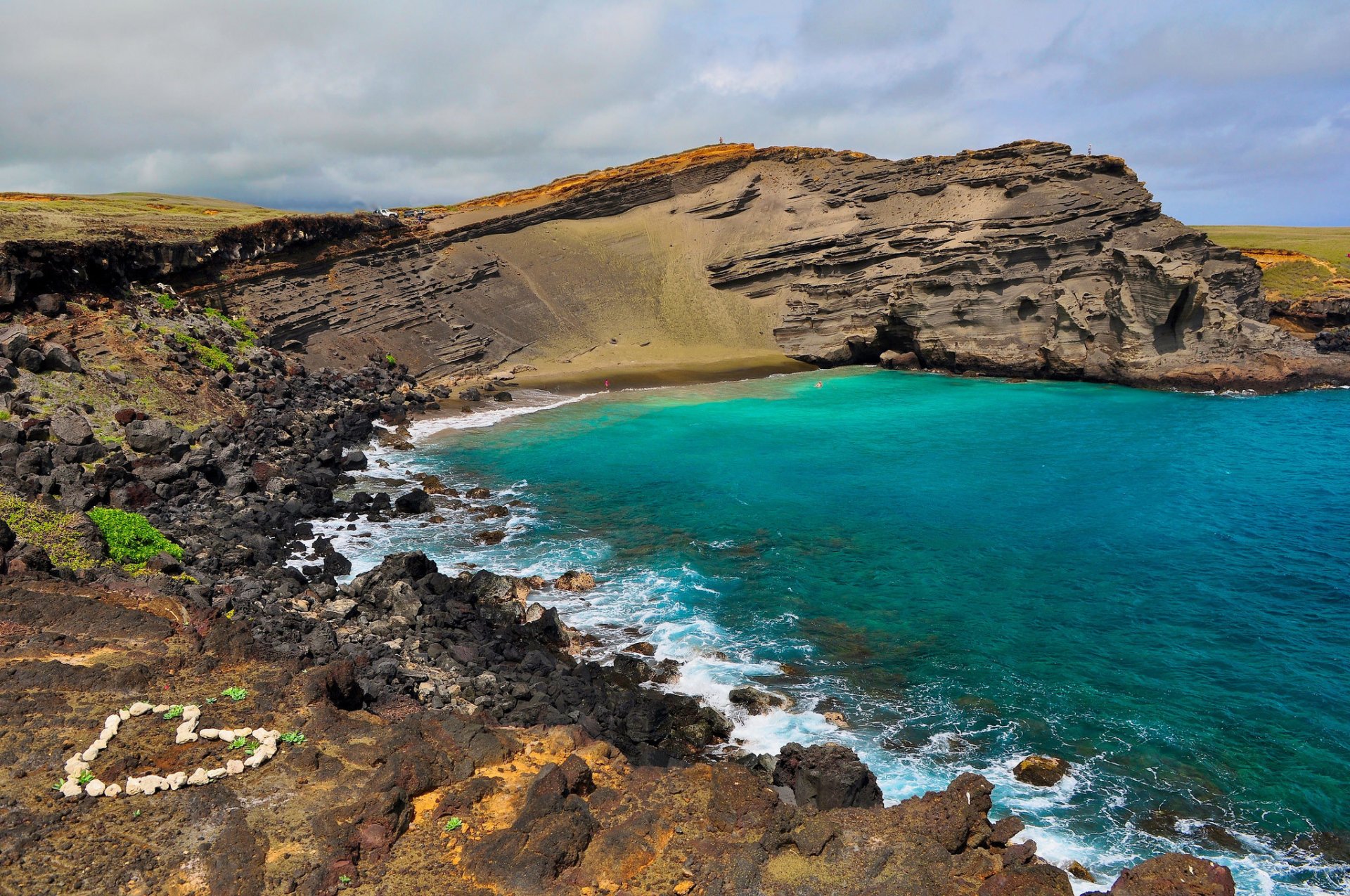 hawaii piedras océano costa corazón