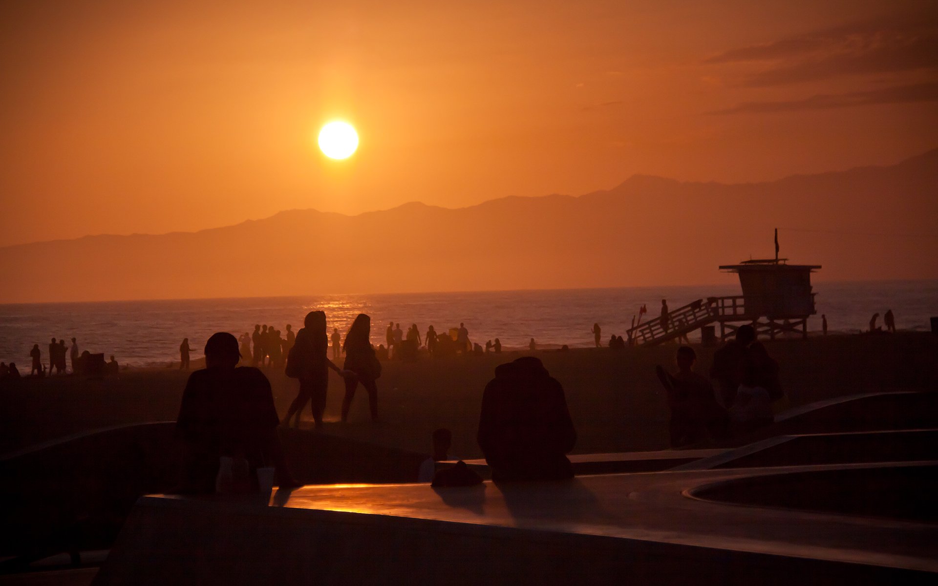 puesta de sol verano playa venecia la los ángeles california estados unidos océano