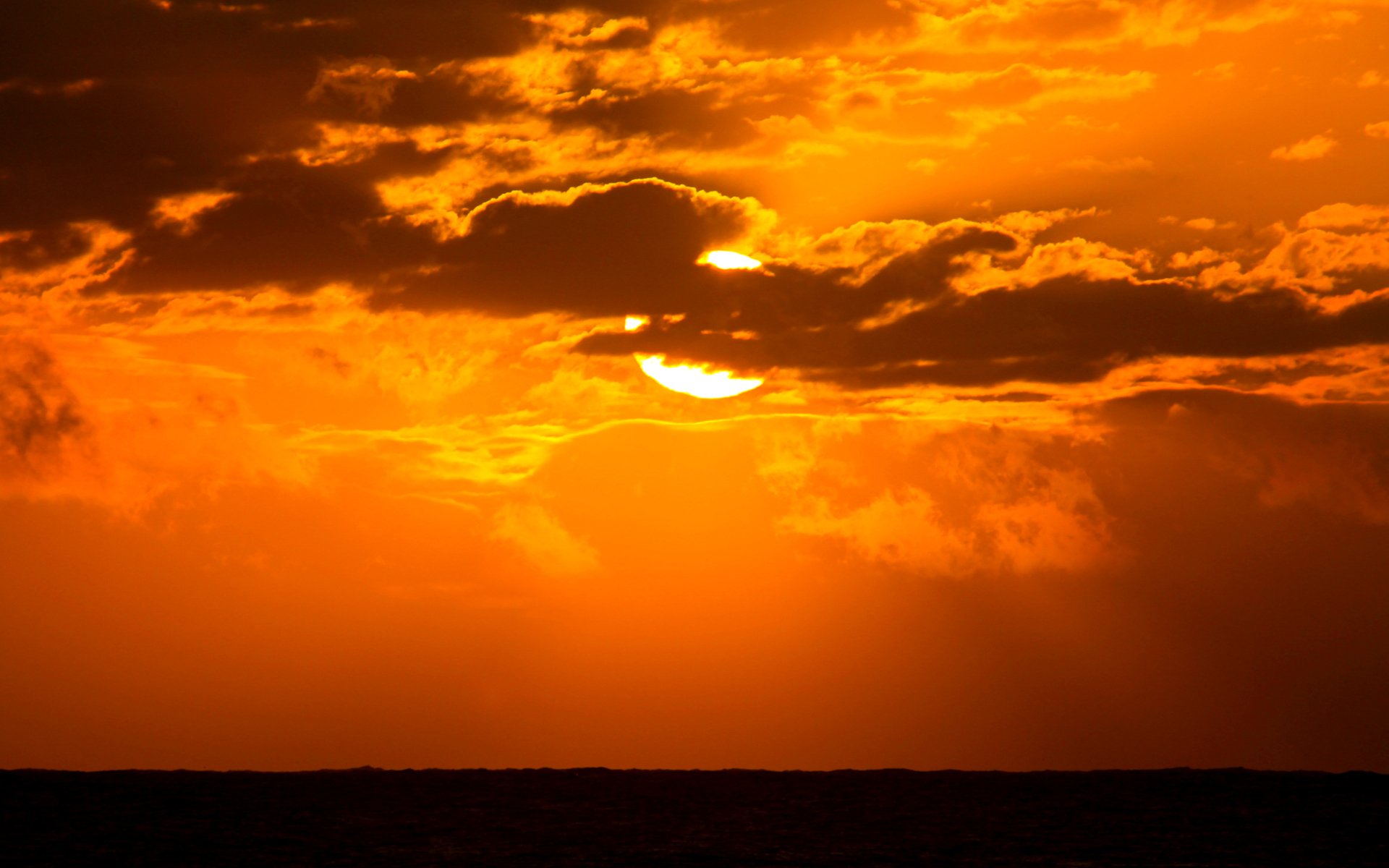 cielo nubes sol puesta de sol mar horizonte